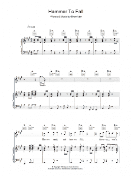 page one of Hammer To Fall (Piano, Vocal & Guitar Chords)