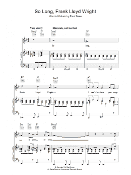 page one of So Long, Frank Lloyd Wright (Piano, Vocal & Guitar Chords)