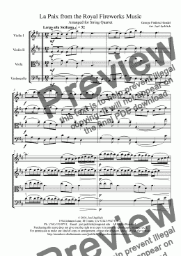 page one of Royal Fireworks Music, La Paix