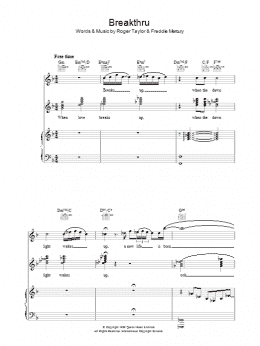 page one of Breakthru (Piano, Vocal & Guitar Chords)