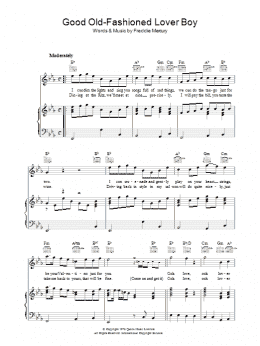 page one of Good Old Fashioned Lover Boy (Piano, Vocal & Guitar Chords)