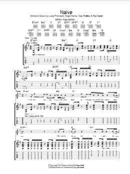 page one of Naive (Guitar Tab)