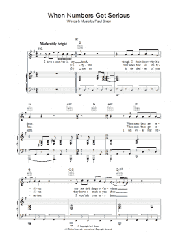 page one of When Numbers Get Serious (Piano, Vocal & Guitar Chords)
