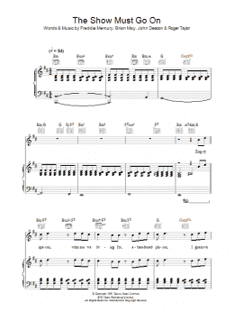 page one of The Show Must Go On (Piano, Vocal & Guitar Chords (Right-Hand Melody))