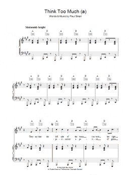 page one of Think Too Much (a) (Piano, Vocal & Guitar Chords)