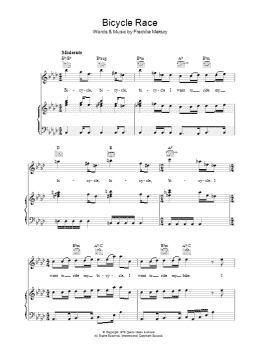 page one of Bicycle Race (Piano, Vocal & Guitar Chords)