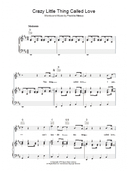 page one of Crazy Little Thing Called Love (Piano, Vocal & Guitar Chords (Right-Hand Melody))