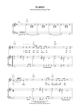 page one of Avalon (Piano, Vocal & Guitar Chords)
