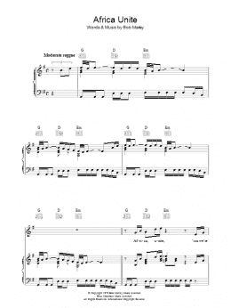 page one of Africa Unite (Piano, Vocal & Guitar Chords)