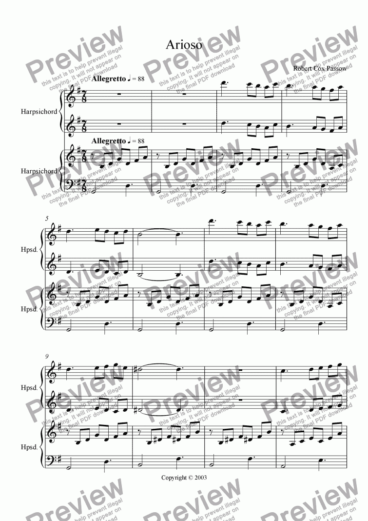 page one of Arioso