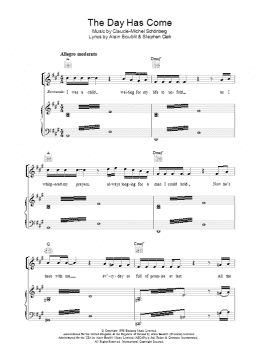 page one of The Day Has Come (from Martin Guerre) (Piano, Vocal & Guitar Chords)