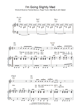 page one of I'm Going Slightly Mad (Piano, Vocal & Guitar Chords)