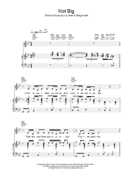page one of Not Big (Piano, Vocal & Guitar Chords)