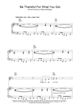 page one of Be Thankful For What You Got (Piano, Vocal & Guitar Chords)