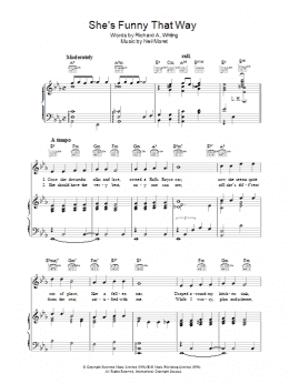 page one of She's Funny That Way (Piano, Vocal & Guitar Chords)