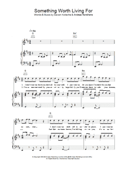 page one of Something Worth Living For (Piano, Vocal & Guitar Chords)
