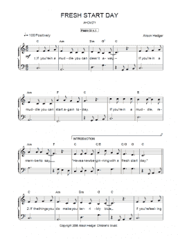 page one of Fresh Start Day (Piano, Vocal & Guitar Chords)