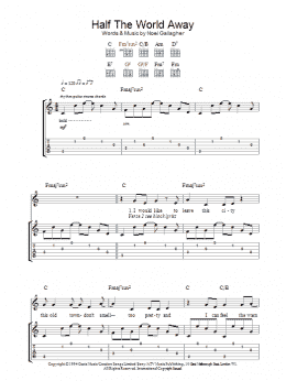 page one of Half The World Away (Guitar Tab)