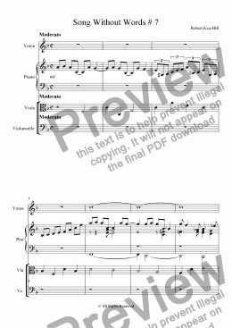 page one of Song Without Words # 7 [Voice, Piano, Viola, and Cello]