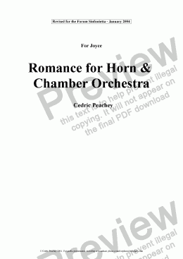 page one of Romance for Horn & Chamber Orchestra