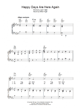 page one of Happy Days Are Here Again (Piano, Vocal & Guitar Chords)