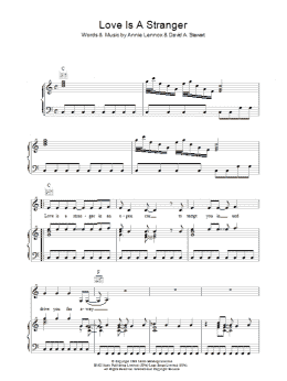 page one of Love Is A Stranger (Piano, Vocal & Guitar Chords)