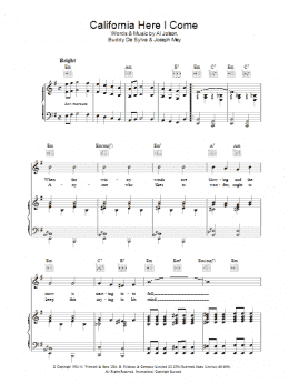 page one of California Here I Come (Piano, Vocal & Guitar Chords)