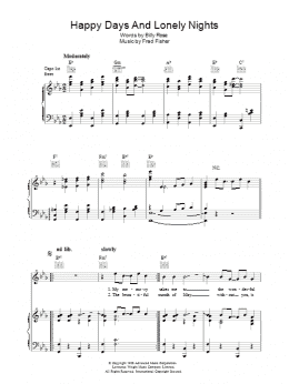 page one of Happy Days And Lonely Nights (Piano, Vocal & Guitar Chords)