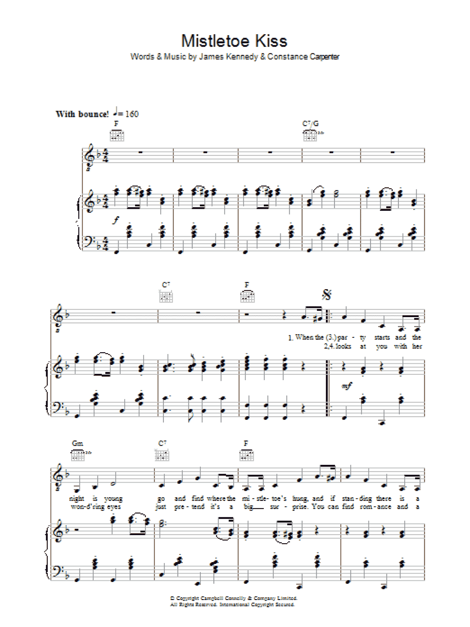 Mistletoe Kiss (Piano, Vocal & Guitar Chords)