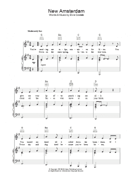 page one of New Amsterdam (Piano, Vocal & Guitar Chords)