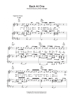 page one of Back At One (Piano, Vocal & Guitar Chords)