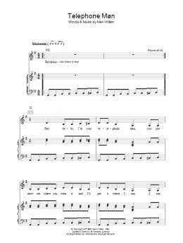 page one of Telephone Man (Piano, Vocal & Guitar Chords)
