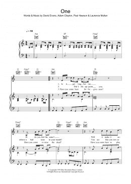 page one of One (Piano, Vocal & Guitar Chords)