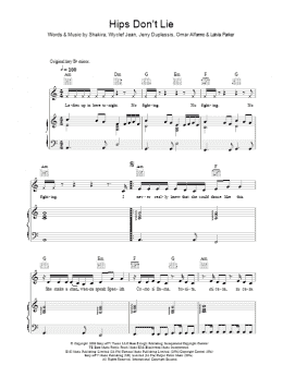 page one of Hips Don't Lie (Piano, Vocal & Guitar Chords)