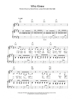page one of Who Knew (Piano, Vocal & Guitar Chords)