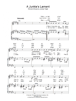 page one of A Junkie's Lament (Piano, Vocal & Guitar Chords)