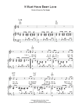 page one of It Must Have Been Love (Piano, Vocal & Guitar Chords)