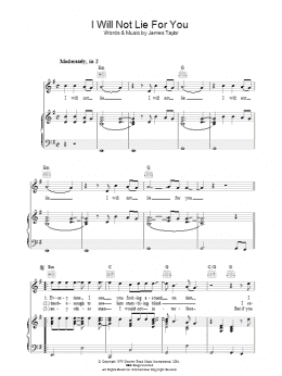 page one of I Will Not Lie For You (Piano, Vocal & Guitar Chords)