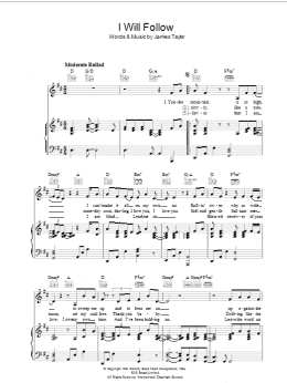 page one of I Will Follow (Piano, Vocal & Guitar Chords)