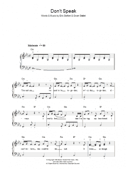 page one of Don't Speak (Easy Piano)