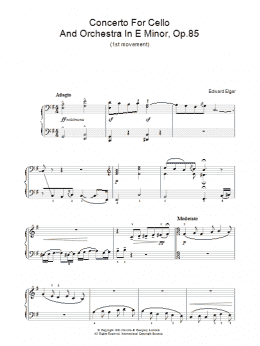 page one of Concerto For Cello And Orchestra In E Minor, Op.85 (Piano Solo)