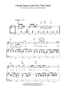 page one of I Must Have Lost It On The Wind (Piano, Vocal & Guitar Chords)