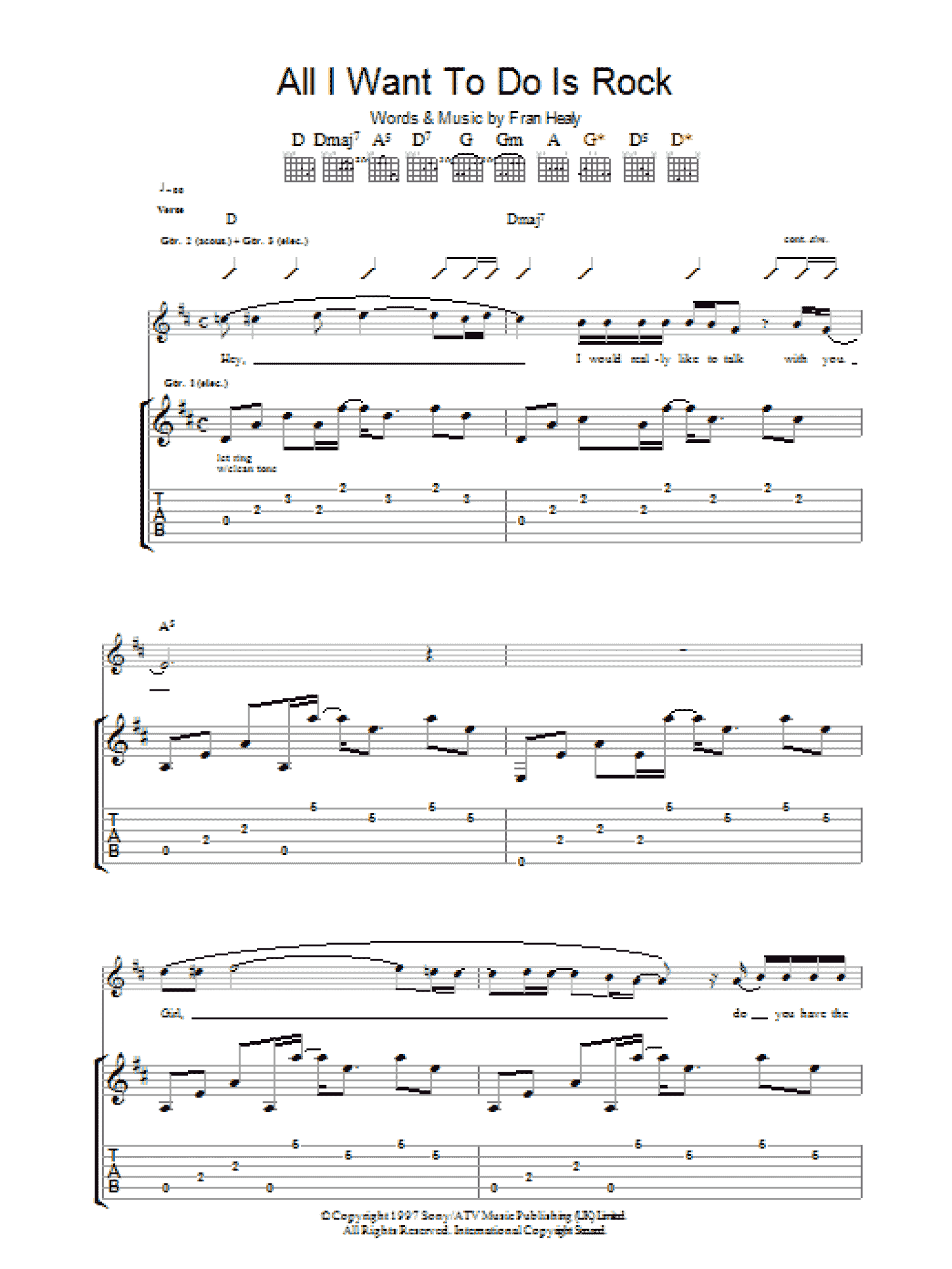 All I Want To Do Is Rock (Guitar Tab)