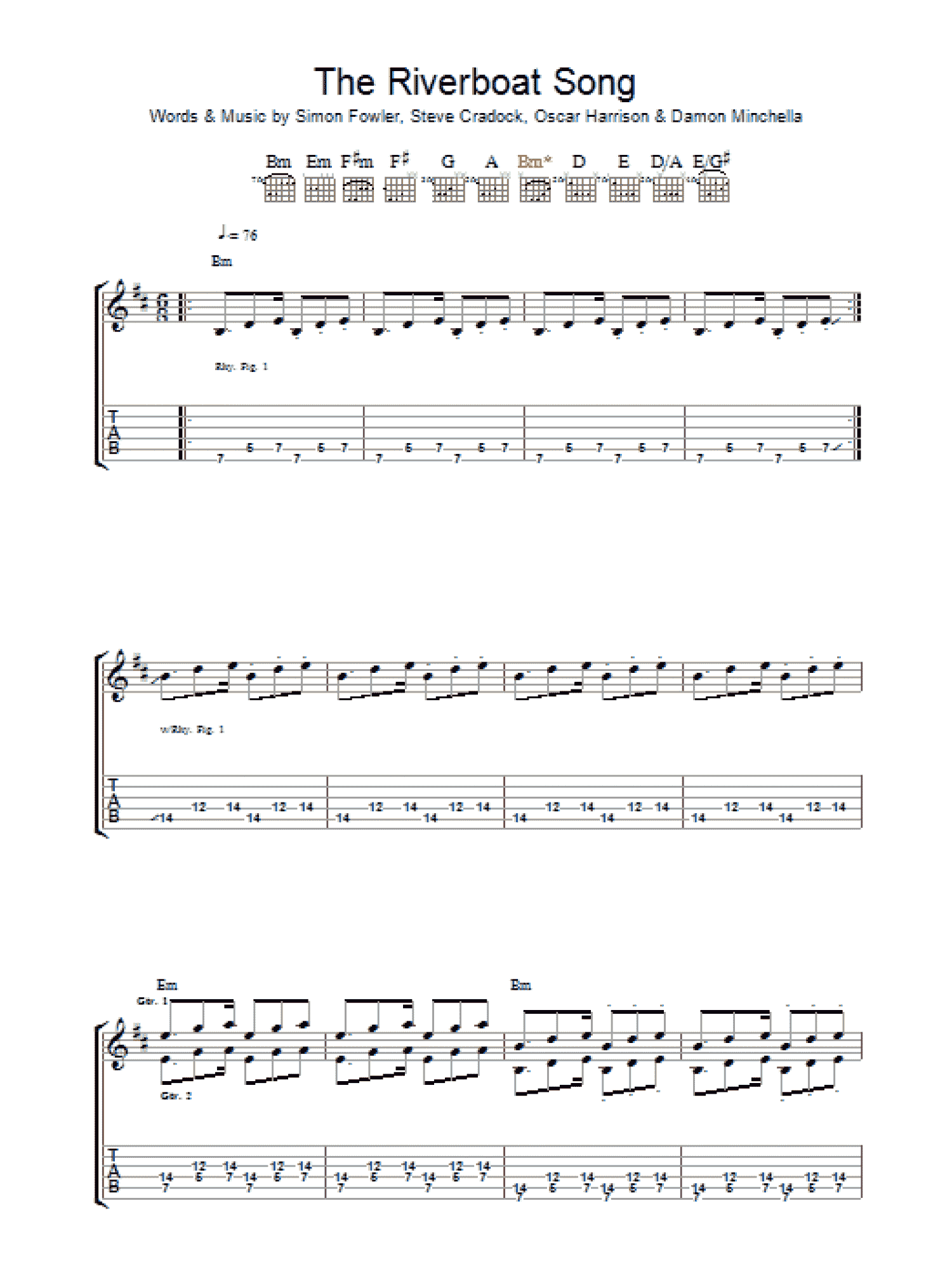 The Riverboat Song (Guitar Tab)