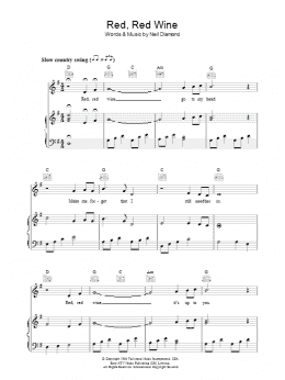 page one of Red, Red Wine (Piano, Vocal & Guitar Chords)