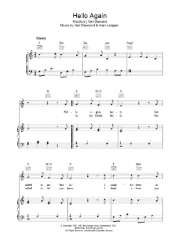 page one of Hello Again (Piano, Vocal & Guitar Chords)