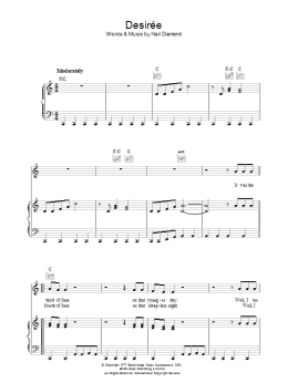 page one of Desiree (Piano, Vocal & Guitar Chords)