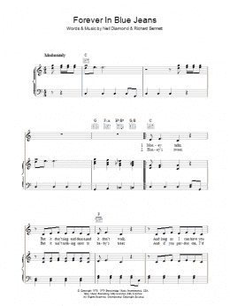 page one of Forever In Blue Jeans (Piano, Vocal & Guitar Chords)