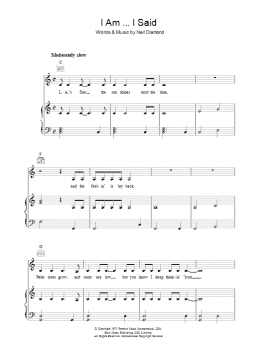 page one of I Am...I Said (Piano, Vocal & Guitar Chords)