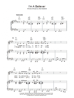page one of I'm A Believer (Piano, Vocal & Guitar Chords)